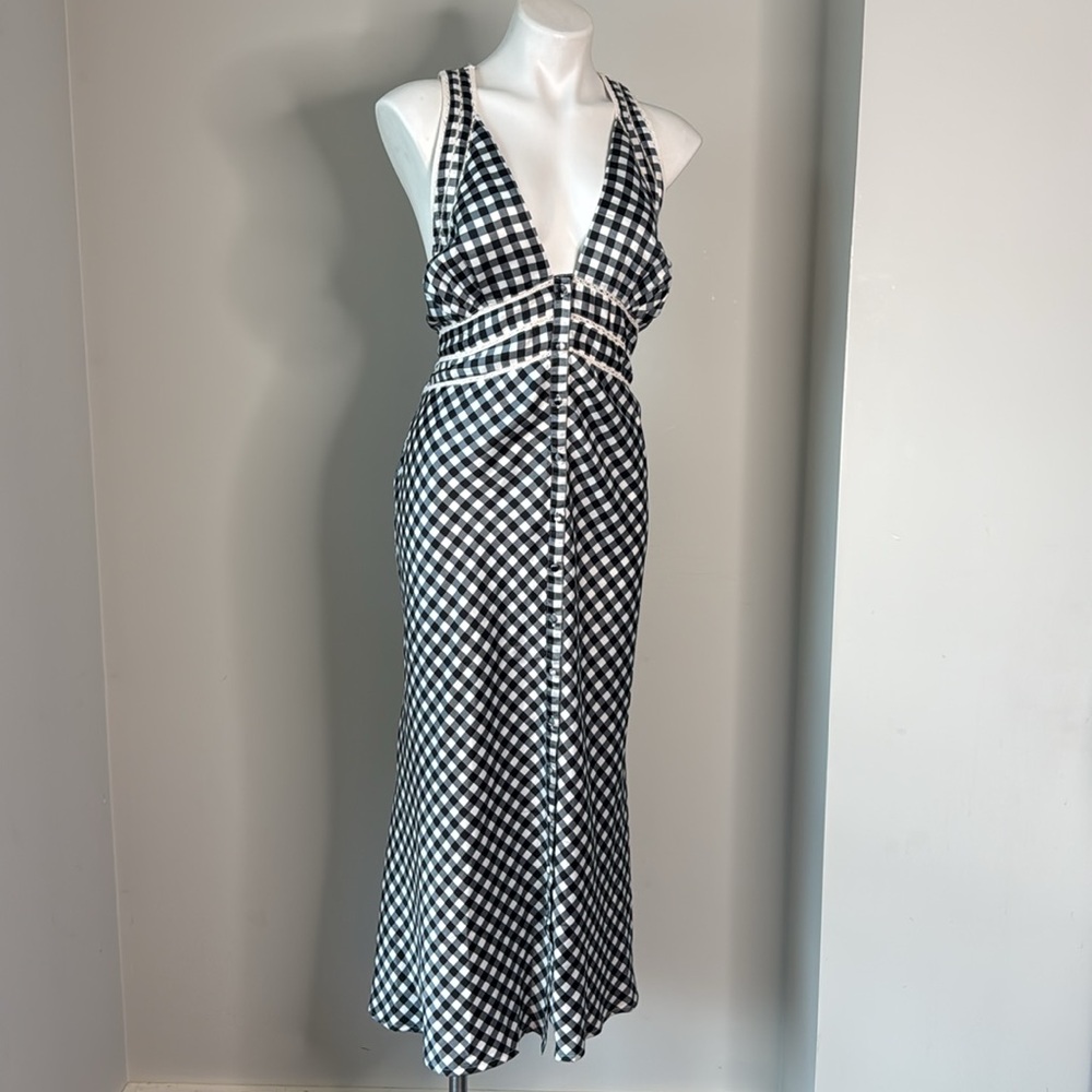 NEW ASOS Check Maxi Halter Button Up dress size 14